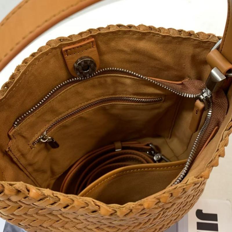 Summer Genuine Leather Women's Bag Handcrafted High-end Woven Single-shoulder Bucket Bag