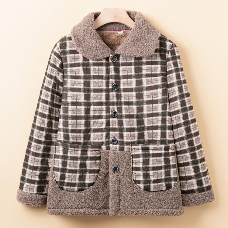 Middle-aged Lady In Winter Plus Velvet Thickened Jacket Mom Winter Clothes Cardigan Old Man Old Lady Clothes Grandma Fashionable