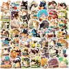 50 Cartoon Cat Reading Stickers: Waterproof DIY Decorations for Guitar, Notebook, and Luggage.