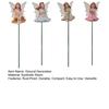 4 Pcs Fairy Garden Stake, Outdoor Resin Angel Figurine with Delicate Wings & Colorful Dress, Rust-Proof Metal Stake for Plant Pots,