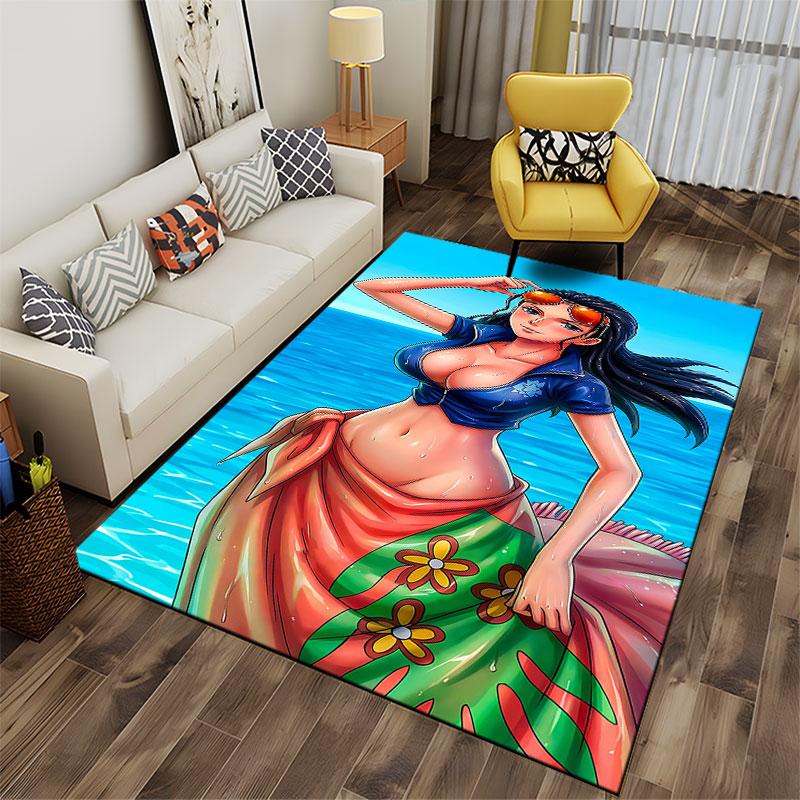 Beach Woman In Floral Skirt Suitable As a Non-slip Mat for the Living Room or Bedroom Sofa