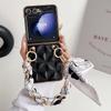For Samsung Galaxy Z Flip7 FE 5G/Z Flip6 5G/Z Flip5 5G Case Grid Texture Leather+PC Bracelet Phone Cover
