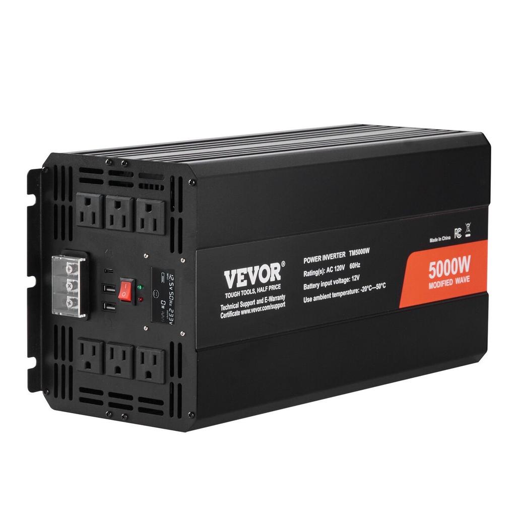 Modified Sine Wave Power Inverter 5000W DC12V To AC120V LCD Remote Control