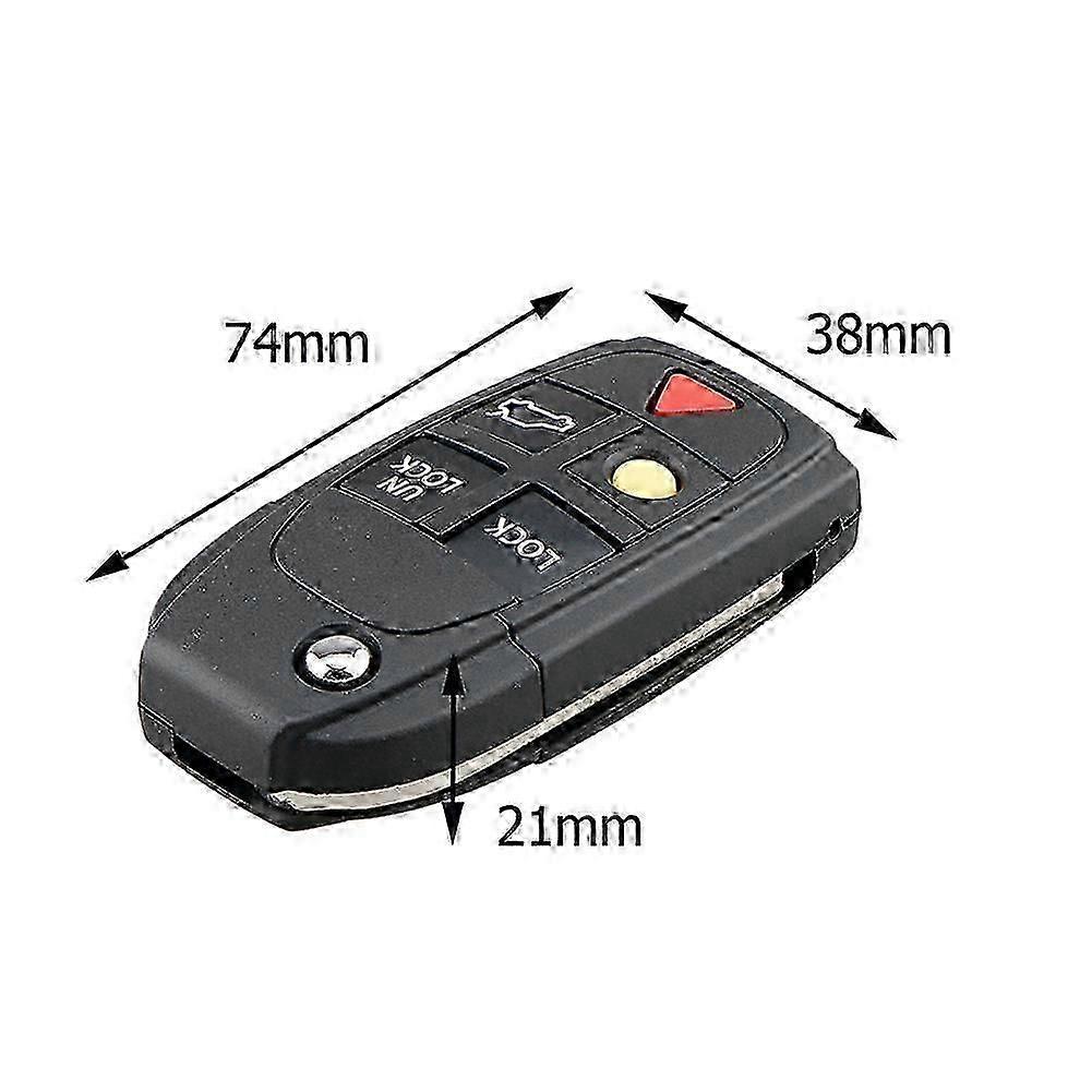 Custodia per chiave telecomando pieghevole a 5 pulsanti Sostituzione FOB Adatta per VOLVO S60 2000-2009 / S80 1999-2006 /V70 2000-2007 XC90 2002-2013 Chiave auto (PrettyJ)
