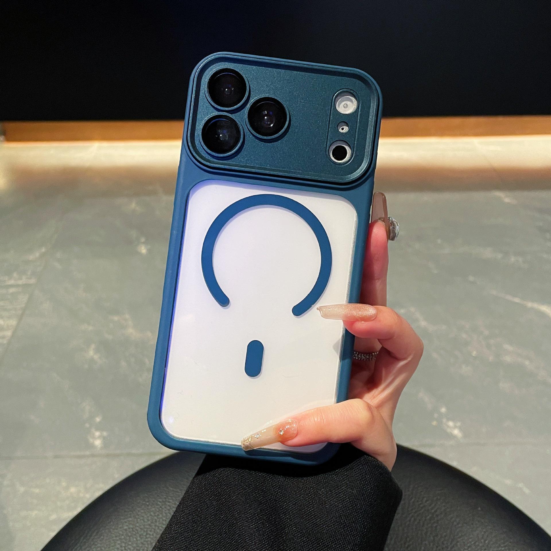 Transparent Magnetic Phone Case for iPhone 17/16 Pro Max – Full Coverage, Lens Protection, Drop-Proof iPhone 14 синий