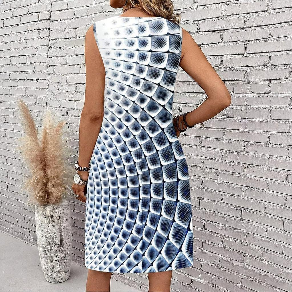 Plus Size V Neck Sleeveless Mountain Waterfall Among Bamboo Trees Print For Natural Summer Outfit