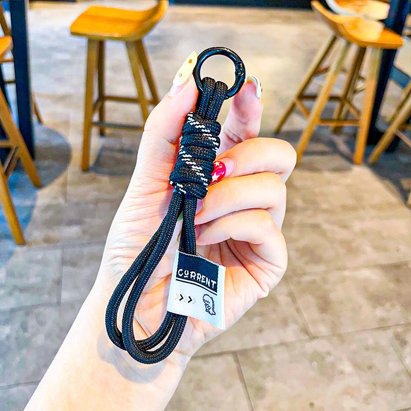 

Fashionable Twotone Nylon Braided Keychain Lanyard For Chic Phone And Bag Accessories With Material Durable Black Knot Rope