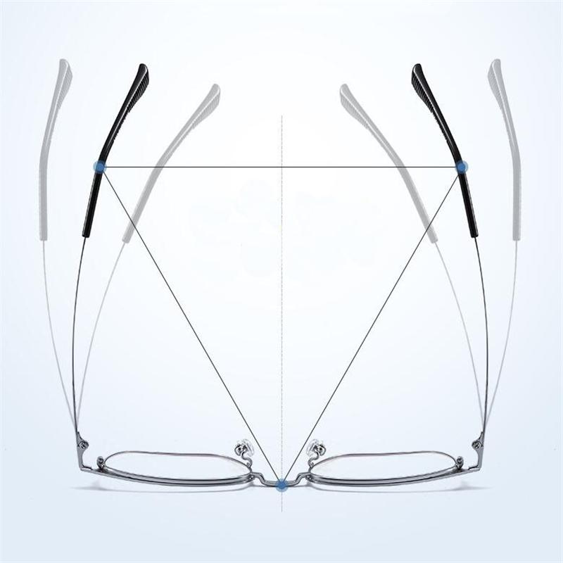 Metal Sun Photochromic Gray Square Shape Eyeglasses Full Frame Multifocal Progressive Prescription Lens Spectacles