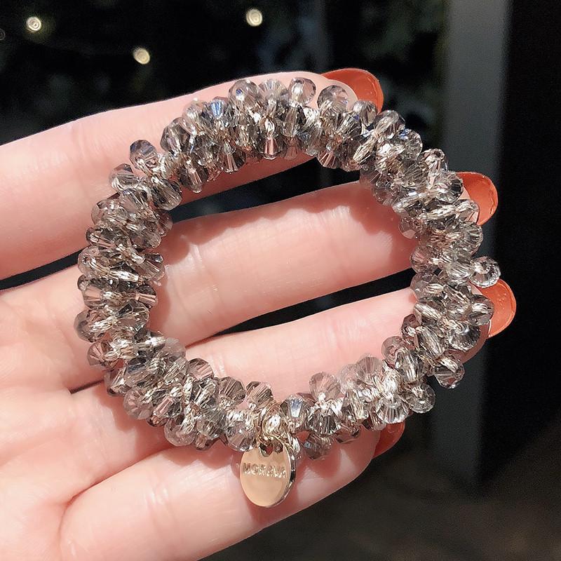 Exquisite Rhinestone Four-Leaf Clover Hair Tie - High Elastic Ponytail Rubber Band