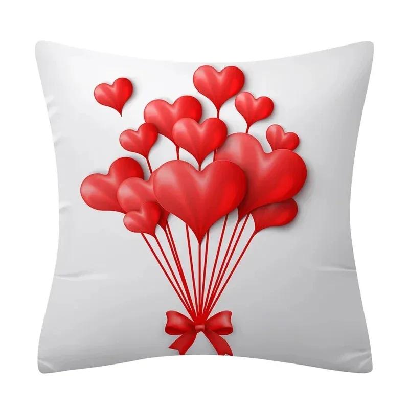Home Decor Pillowcase Decor Valentine Letters Love Print Cushion Cover for Sofa Home Super Soft Peach Skin Pillow Case 45x45cm