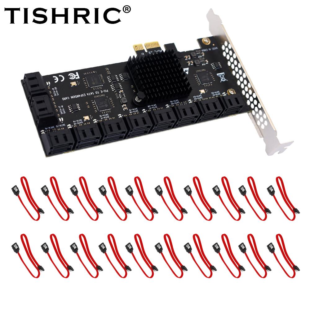 PCIE SATA Erweiterungskarte PCI-E 1X auf 2-20 Ports SATA3.0 Adapter PCI E SATAIII Controller PCI Express Multiplikator mit SATA-Kabeln
