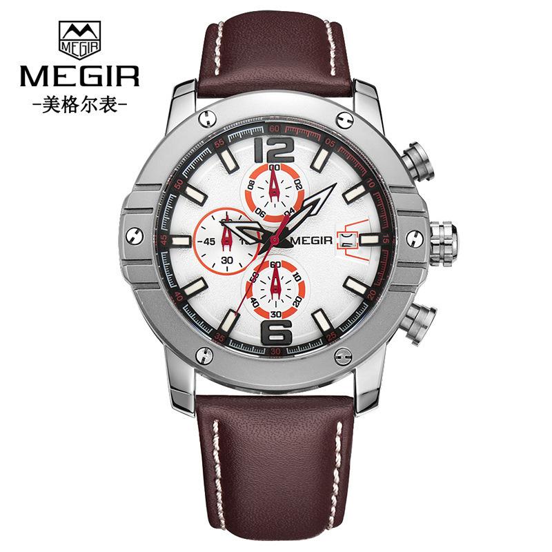 [Multifunctional Timing Waterproof Calendar Leather Quartz Movement Men'S Watch] Model: 2046G