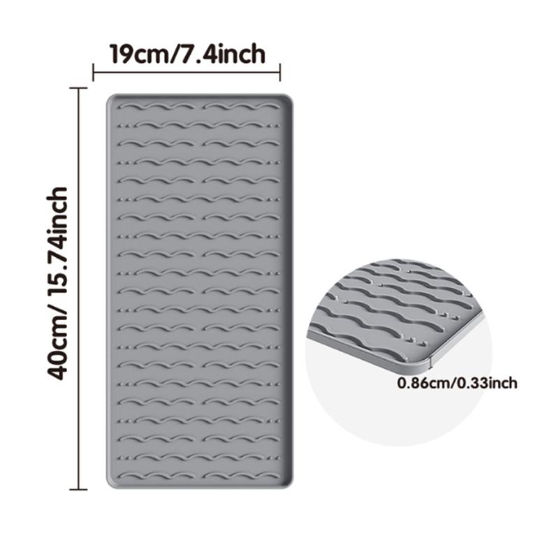 Silicone Coffee Mat 15.75X23.6Inch Coffee Bar Mat With Detachable Dish Drying Mat Easy Clean Coffee Station Mat