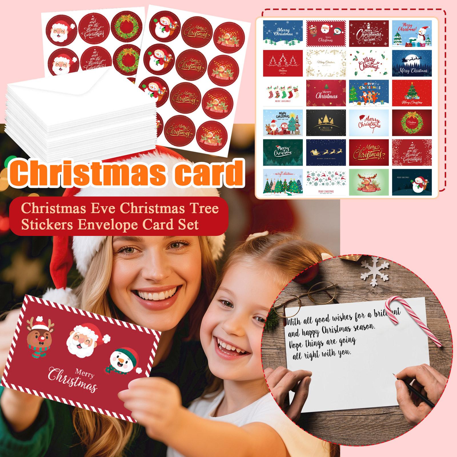 

Christmas Card Set, Folded Envelope, Holiday DIY Handwritten Blessing Christmas Card One Size