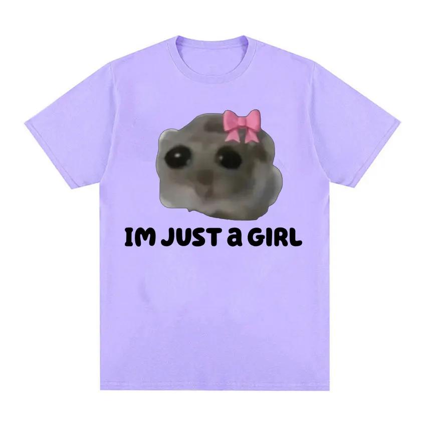 Funny Trendy Cute Sad Hamster Meme T-Shirt Men Women Summer Casual Short Sleeve Tshirts 100% Cotton Crewneck Kawaii Tops T Shirt