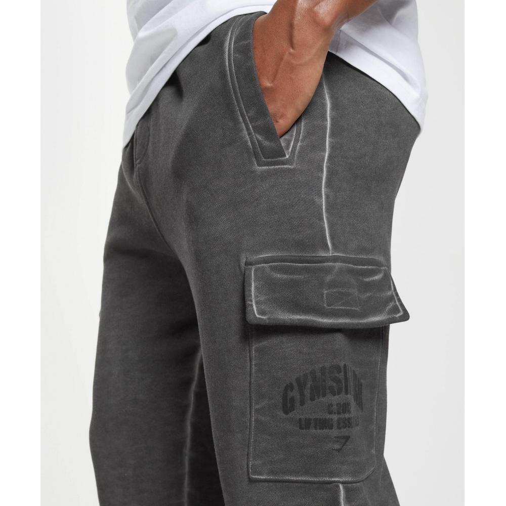Gymshark Heavyweight Washed Cargo Joggers Black A5a4n Bcdx