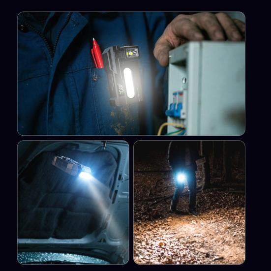 Yousheng 1/2Pcs EDC Flashlight Rotatable Super Bright Work Lamp USB Rechargeable IP68 Waterproof Magnetic Torch Outdoor Camping Hiking Emergency Lamp
