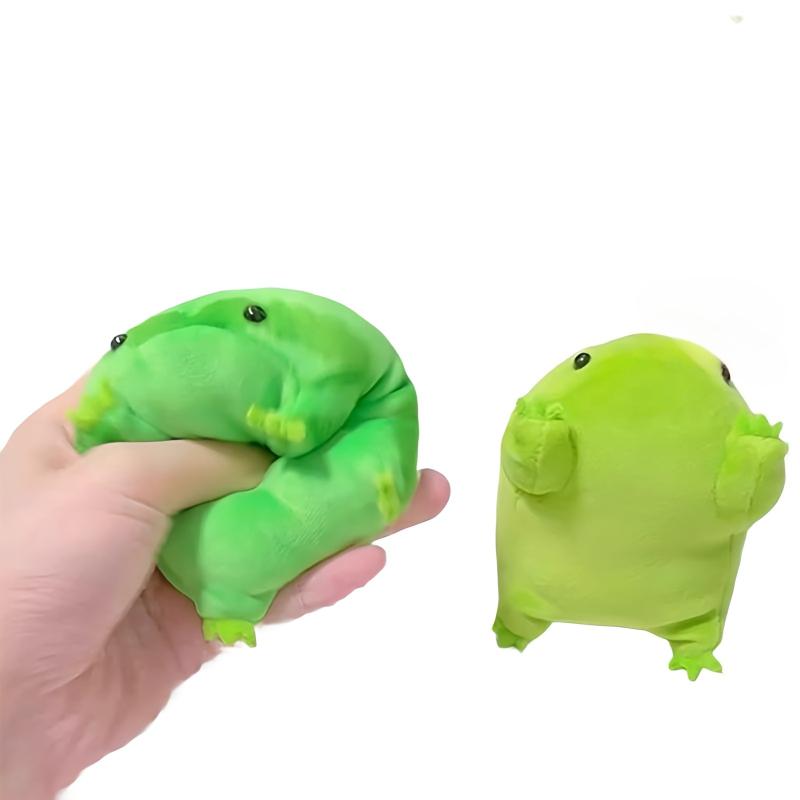 Cartoon Anime Green Frog Plush Toy PP Cotton Decompress Animals Fluffy Frog Figurine Soft Frog Plushie Pendant Cute Ornaments