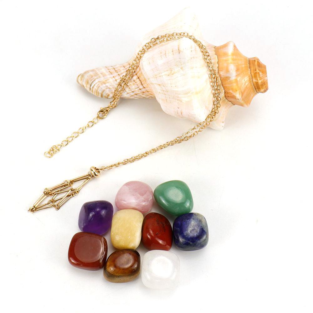 Crystal Rough Stone Handmade Adjustable Stainless Steel Metal Bamboo Mesh Pocket Necklace Woven Pendant N683
