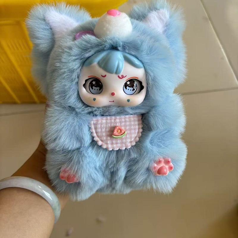 Sweet Rabbit Plush Doll Keychain with Enamel Pendant