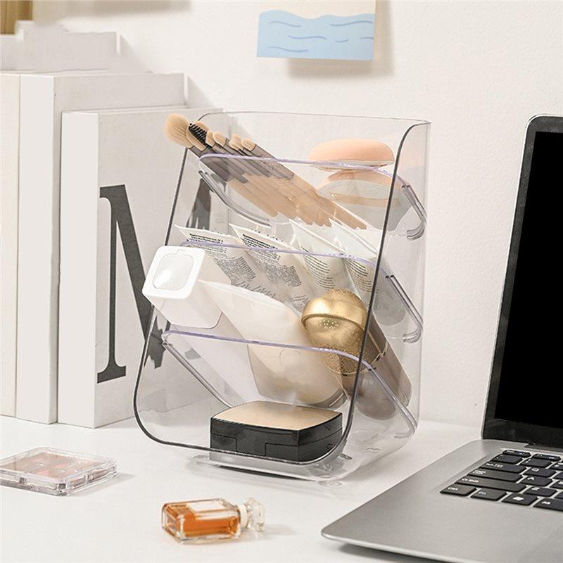 ABBP-Desktop Student Pen Holder Stationery Organiser Transparent Slanting Shelf Bathroom Vanity Multifunctional Organiser A