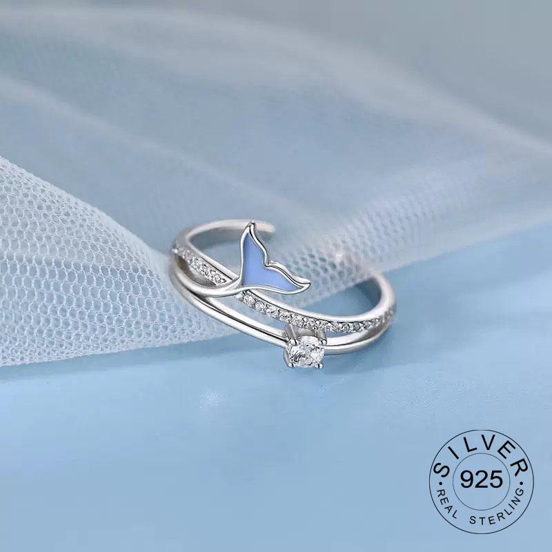 Xiaomi 925 Sterling Silver Rings For Women Geometric Fine Jewelry Finger Adjustable Plant Leaf Star Zircon Ring For Party Birthday Gift