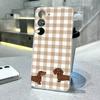 Anti-Fingerprint White-Brown Plaid Dachshund Phone Case For Samsung S20 Plus S21 S22 S23 S24 A14 M53 5G M23 5G Tpu Funda