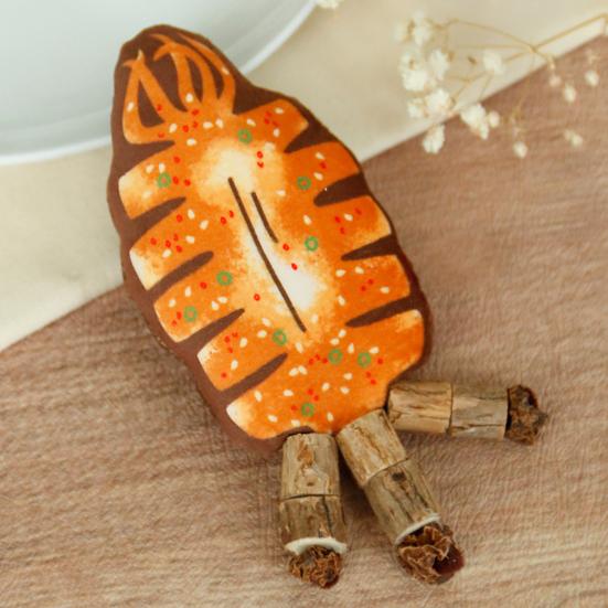 Wooden Fishbone Cat Teething Toy Double-Sided Grilled Cuttlefish Chew Silvervine Stick Dental Health Teeth Cleaning Interactive Toy Pet Supplies