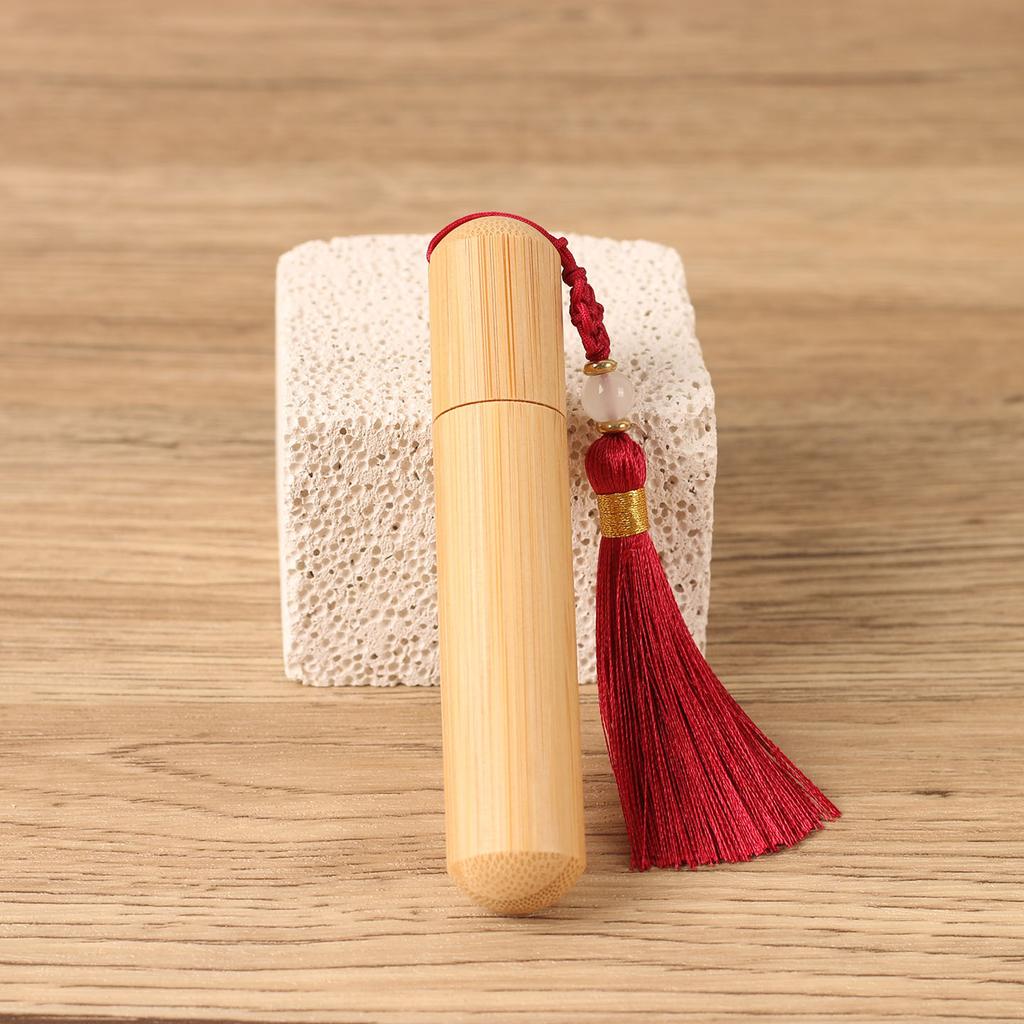 10ml Bamboo Roll On Bottles With Tassel Glass Insert Refillable For Essential Oil Perfume Engravable Travel Portable Empty Vials