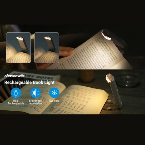 Book Reading Light Rechargeable Brightness Adjustable USB Charge Clip Book Light for Dormitory