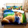 Fox Duvet Cover Set Cartoon Cute Fox Polyester Comforter Cover King Queen Full Size For Kid Boy Girl Bedding Set With Pillowcase
