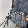 Denim Halter Crop Top: Punk Lace-up Sleeveless Slim Fit