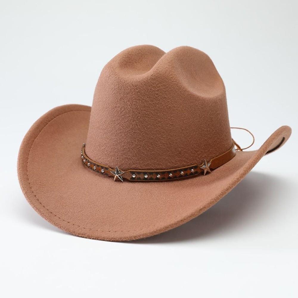 Cintura con Testa di Stella Cappello da Cowboy Occidentale Cappellino da Cowgirl in Feltro Cappello da Sole Fedora Jazz Cappelli Donna