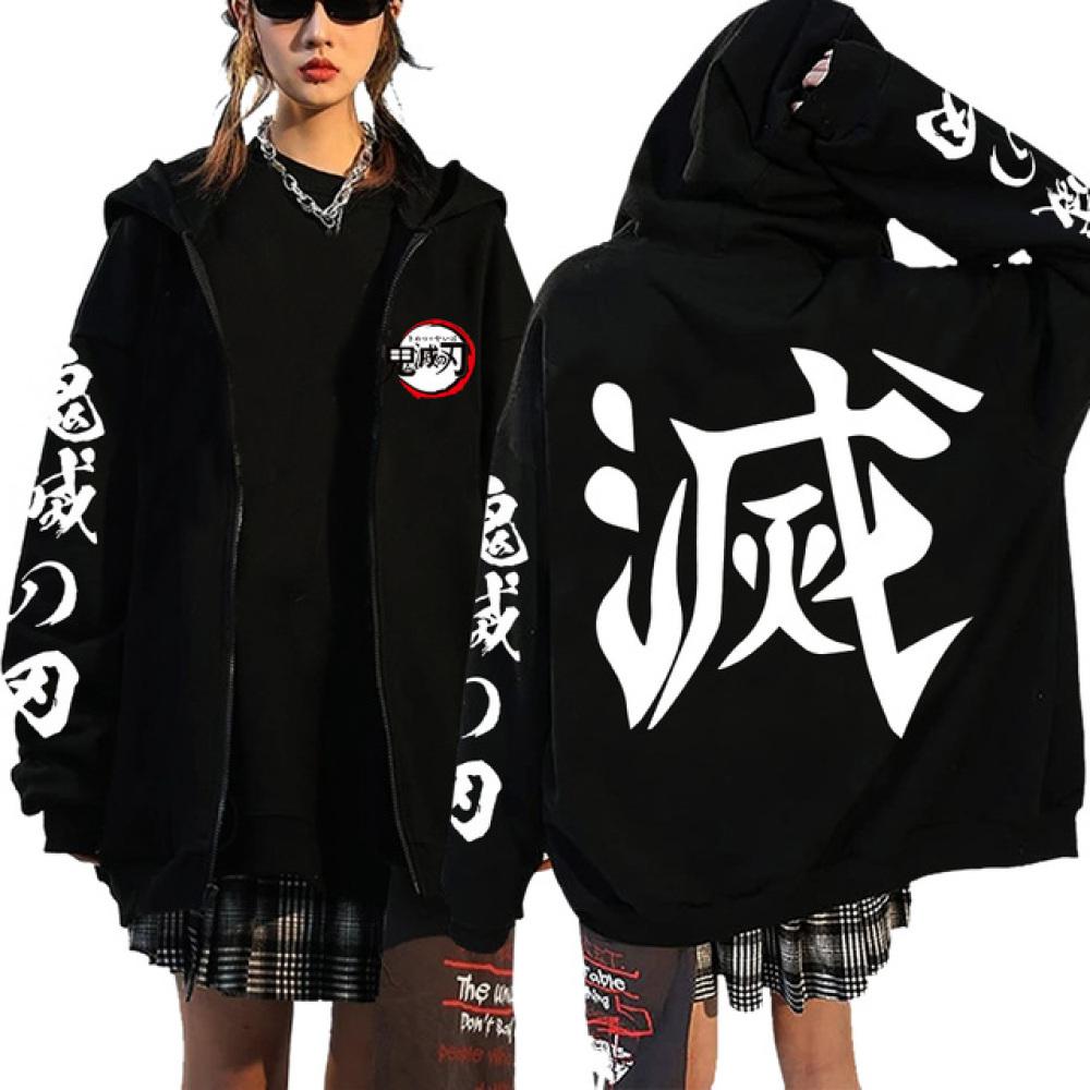 Demon Slayer Zipper Sweatshirts Zip Up Hoodie Anime Hoodies Unisex Hip Hop Streetwear Nezuko Kamado Graphic Y2K Clothes