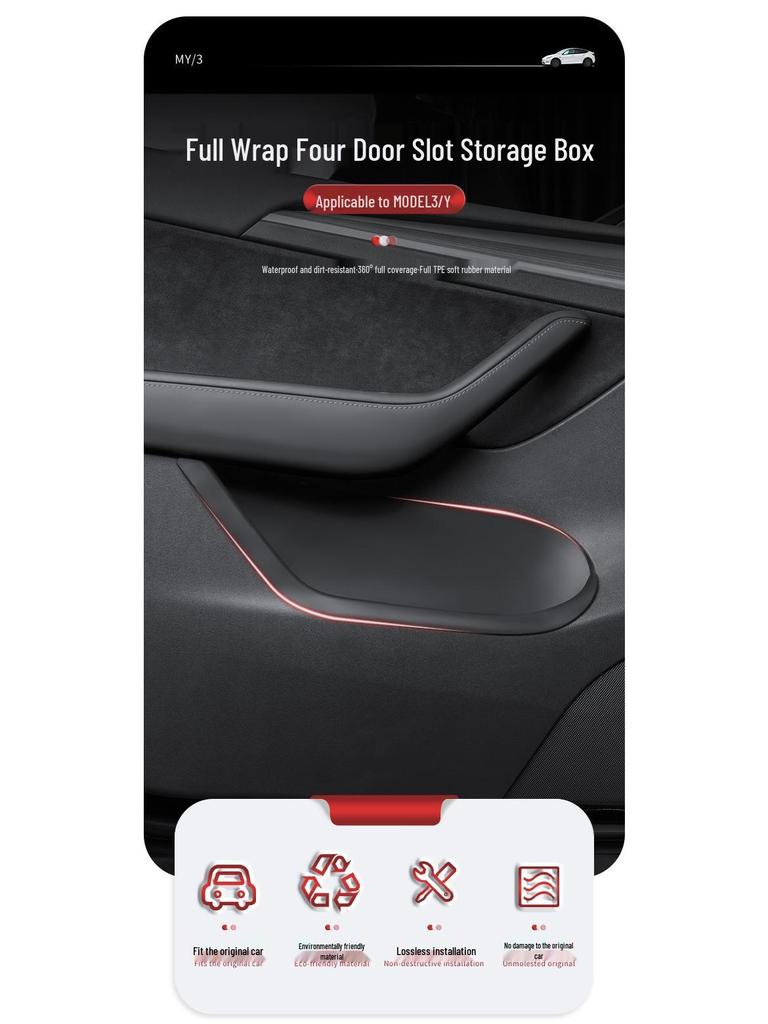 Tesla Model 3 Silicone Door Storage Box TPE Accessories