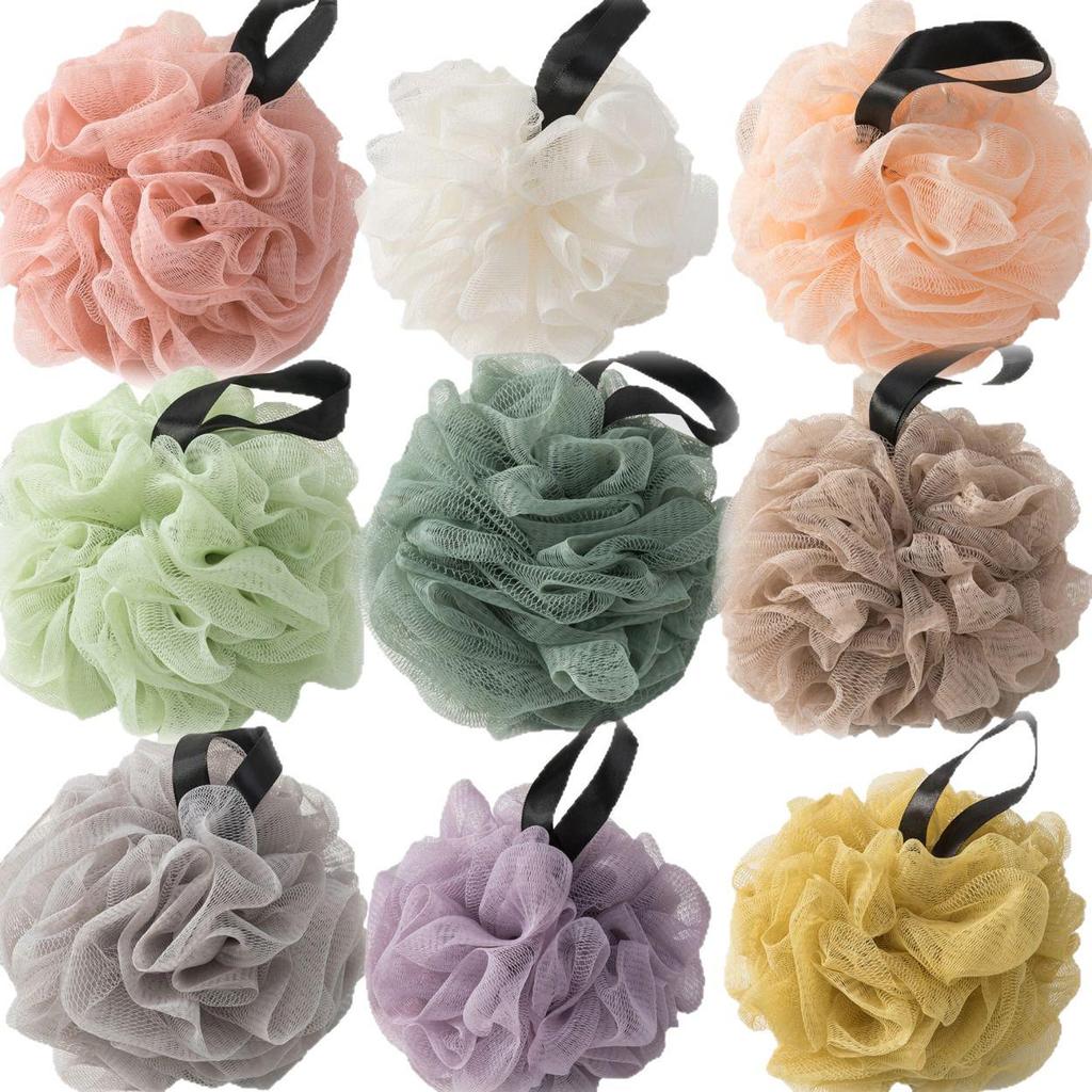 High-Grade Large Bath Sponge with Non-Dispersing Ribbon Design - Super Soft Women's Bathing Shower Ball