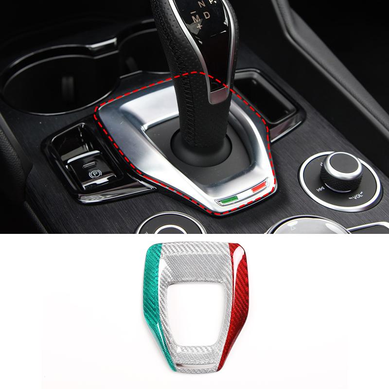 Real Carbon Fiber Car Gear Shift Panel Frame Trim Cover Fits for Alfa Romeo Giulia/Stelvio  Car Styling Interior