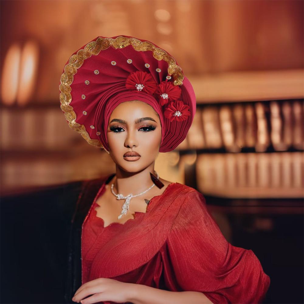 JYL TS Сделай сам Temu Горячая Распродажа Через Границу Яркая Шапка Африканская Мусульманская Тюрбан Шапка red киноварь