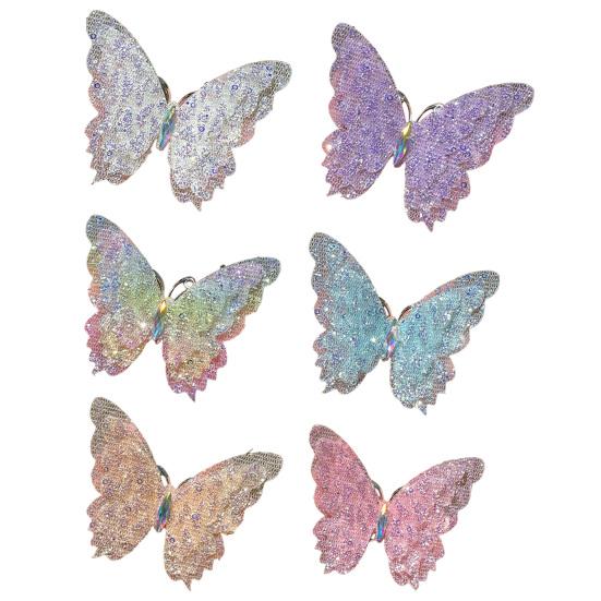 Hair Clip Rhinestones Inlaid Gradient Mesh Yarn 3D Butterfly Decor Side Bang Hair Pin Fairy Girl Hair Accessories