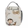 Mr. Beans Cartoon Isoliertaschen Tragbare Wiederverwendbare Thermotasche Tragetasche Brotdose Schule Outdoor Aufbewahrungstaschen für Lebensmittel
