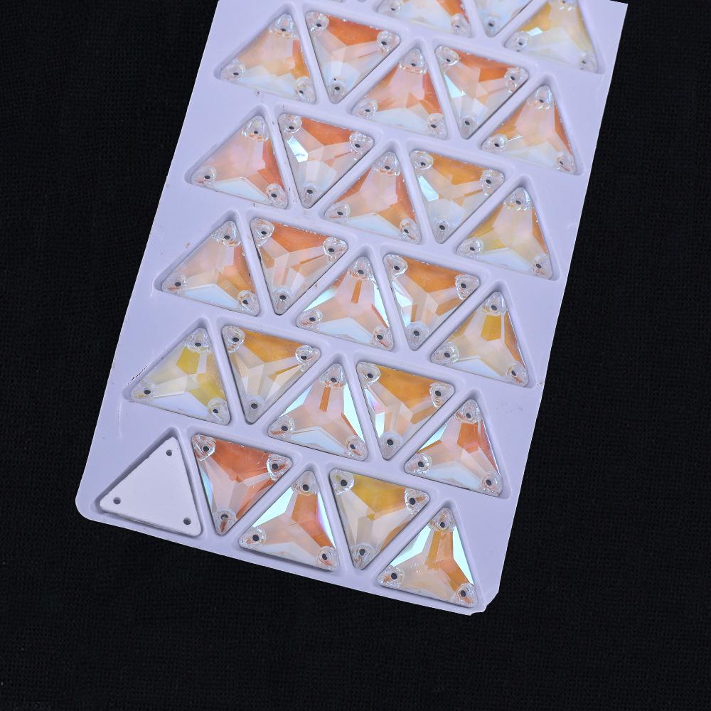Neon Fluorescent Triangle Hand-Sewn Drill, Glass Rhinestone Flat Buckle Diy Accessories Clothing Wedding Materials Accessories