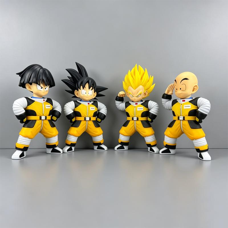 Dragon Ball Anime Figure PVC Q Version Spacesuit Goku Krillin Collectible Model Desktop Ornament For Anime Fans Trendy Toy Gift