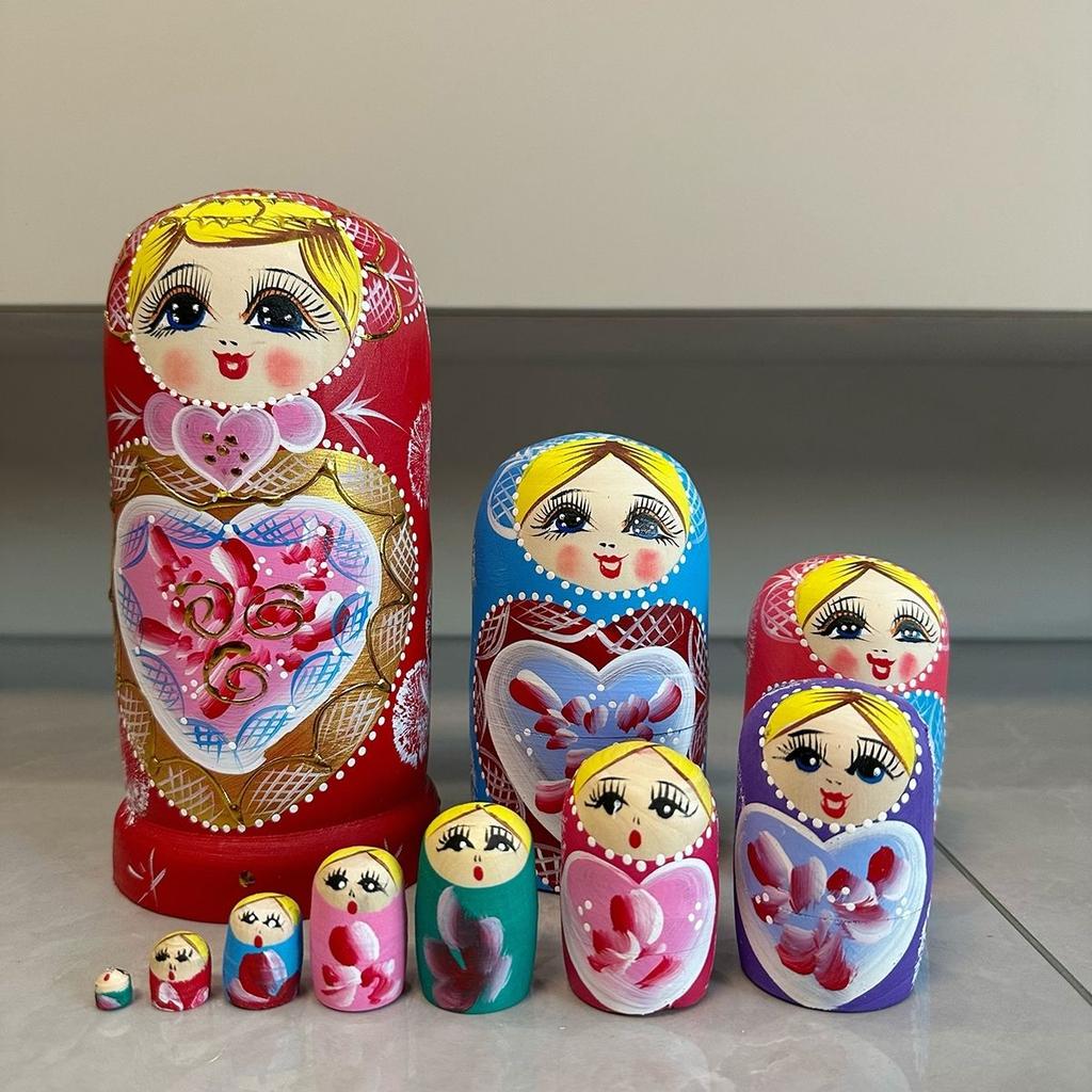 Matryoshka Doll Handmade Doll 10-layer Red Heart Children's Toy Gift Birthday Gift Ornament