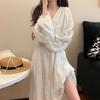 Floral Long Sleeve Dress With Embroidery For Vacation And Casual Wear