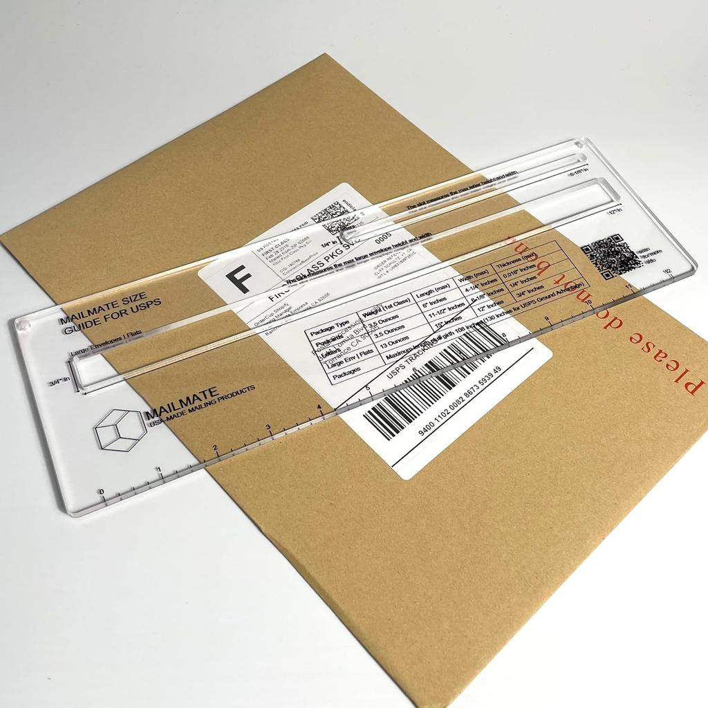 Mailmate Shipping Guide for USPS | Mail Sizer, Mail Measure, Slot Template, Letter & Envelope Size, Measuring Tool for USPS | Inc Ruler & Weights