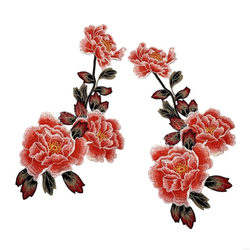 2 Pcs Beautiful Flower Iron On Patches Sewing Patches Floral Embroidered Patches