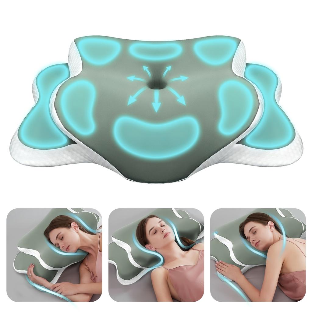 Memory Foam Cervical Pillow Orthopedic Neck Support for Side And Back Sleepers Pain Relief Ergonomic Contour Gift for Christmas