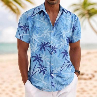 Men's Short Sleeve Coconut Tree Graffiti 3D Print Street Style Shirt