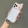 3D Cute Cat Ear PC+TPU Transparent Phone Case For iPhone 17 Pro Max 16 15 14 13 Shockproof Clear Protective Back Cover
