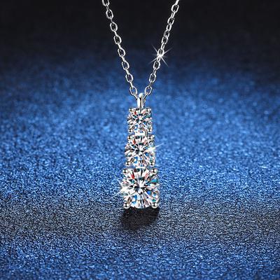 Sansheng III Necklace Female Geometric Sansheng Stone Pendant Zircon Inlaid Fashion Clavicle Chain